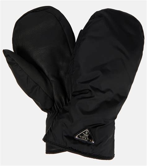 prada ski mittens|Logo ski mittens in black .